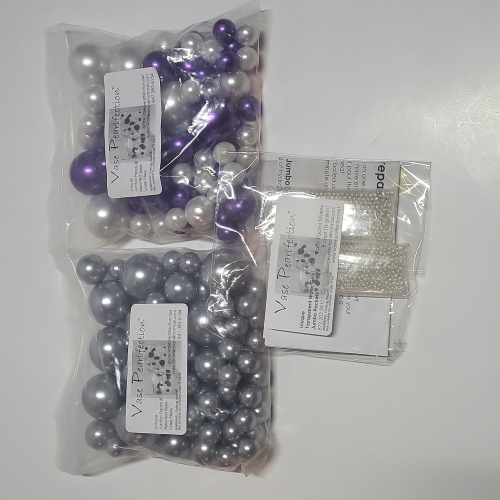 Vase Pearlfection Pearl Vase Fillers 2 Pks 80 Assorted Pearls 2 Water Gels NWT